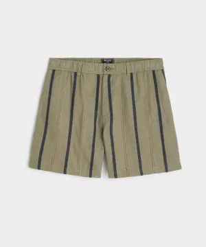 5" Linen Beachcomber Short in Olive Jacquard