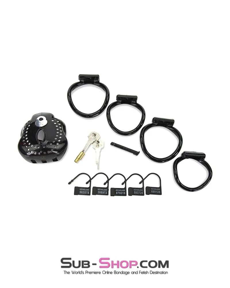 1586AR-SIS      Small Sissy Trap Dark Dungeon Cage Black High Security Full Coverage Male Chastity Device