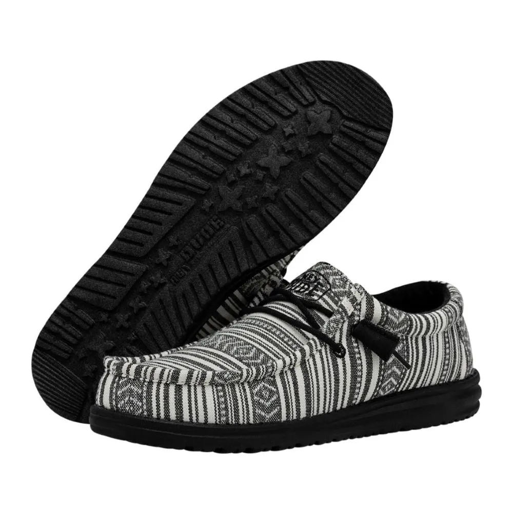 40017-0YB Hey Dude Wally Casual Shoe - Serape Black Gravel