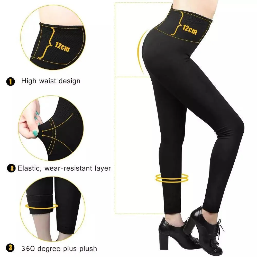 5 Pack Women’s Fleece Lined Leggings High Waist Stretchy warm Leggings one size