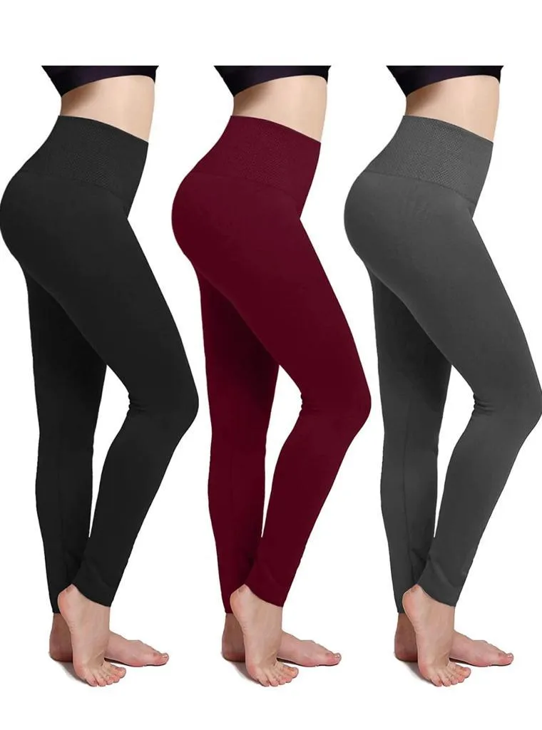 5 Pack Women’s Fleece Lined Leggings High Waist Stretchy warm Leggings one size