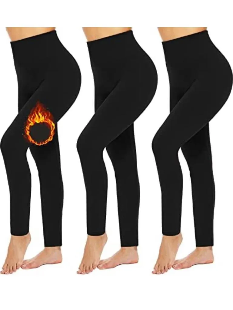 5 Pack Women’s Fleece Lined Leggings High Waist Stretchy warm Leggings one size