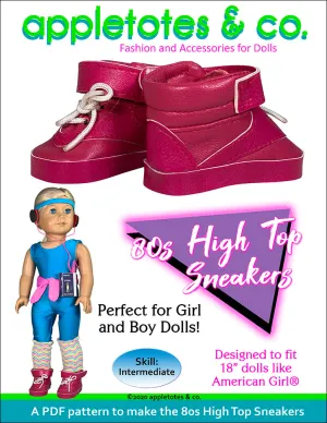 80s Hightop Sneakers 18 Inch Doll Sewing Pattern