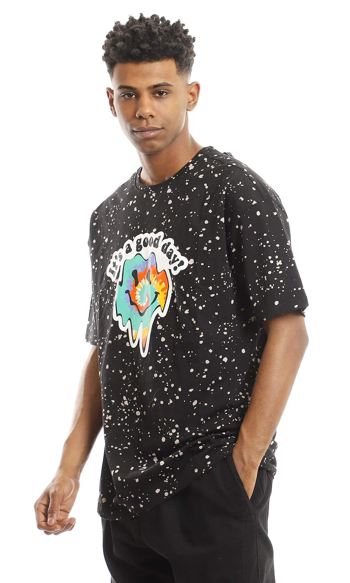 97353 "Its A Good Day" Printed Comfy T-Shirt - Black