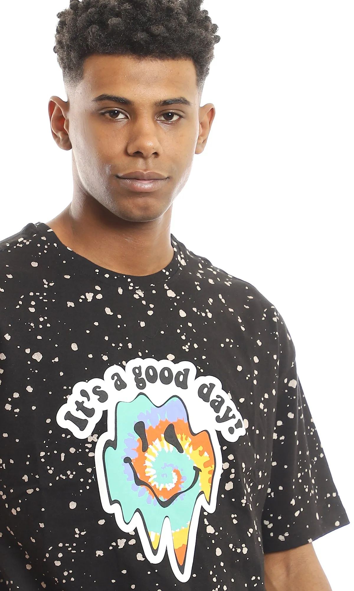 97353 "Its A Good Day" Printed Comfy T-Shirt - Black