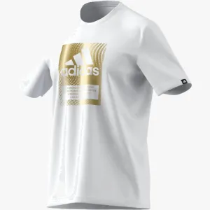 adidas Mens M Bos Bx Fl Short Sleeve Tee White Gold