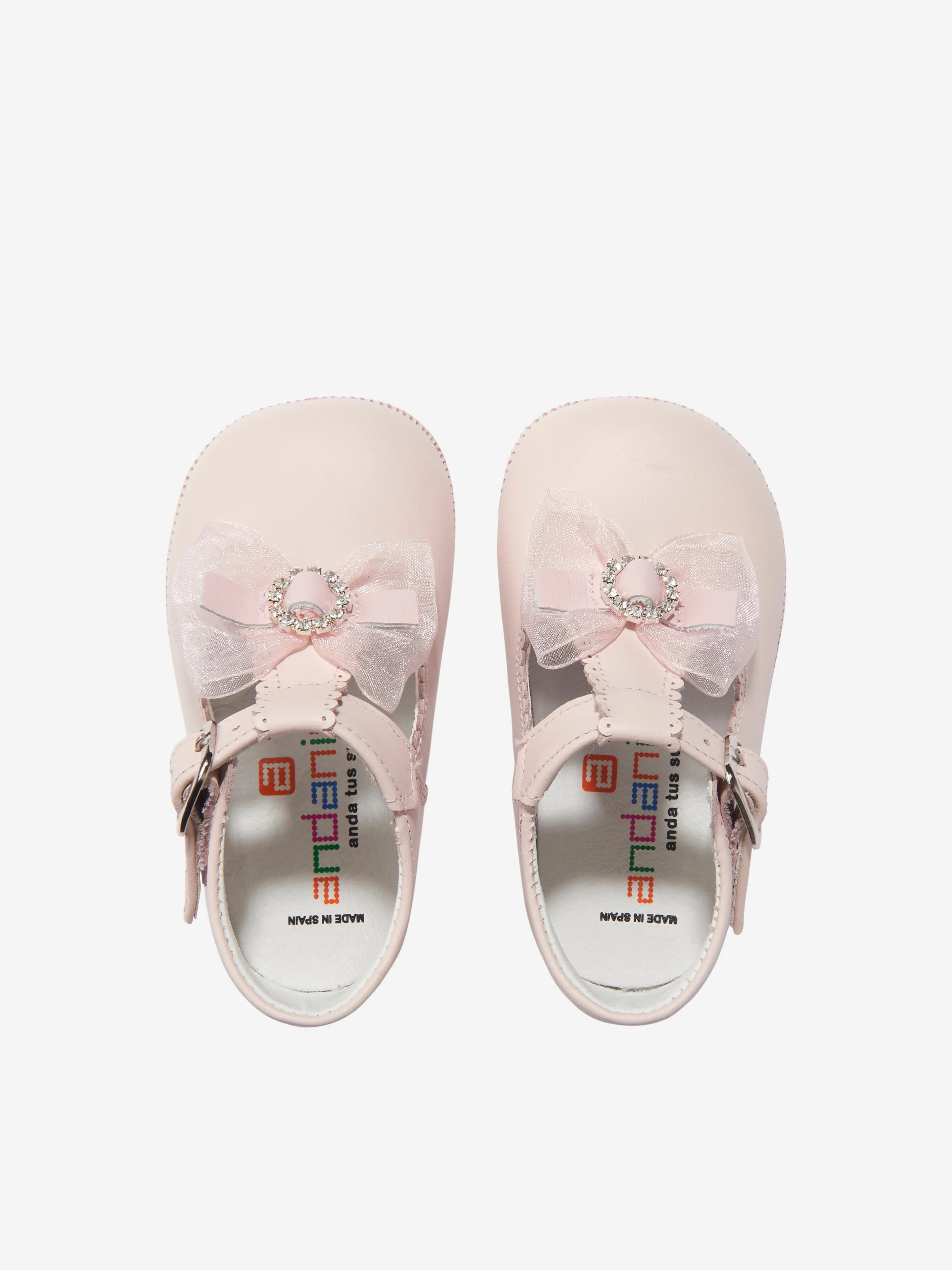 Andanines Baby Girls Leather Bow Shoes in Pink