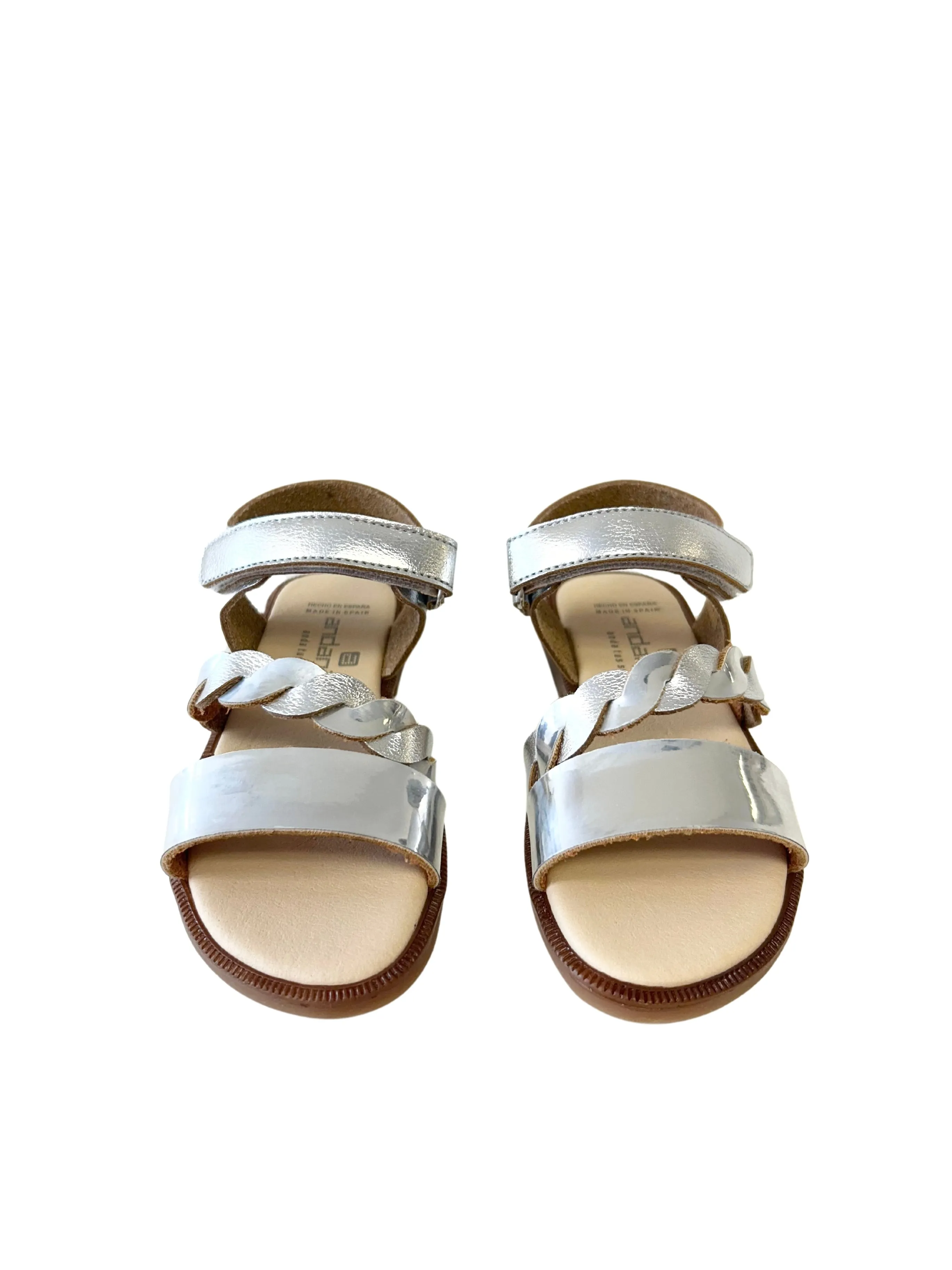 Andanines Girls Silver Plait Sandals