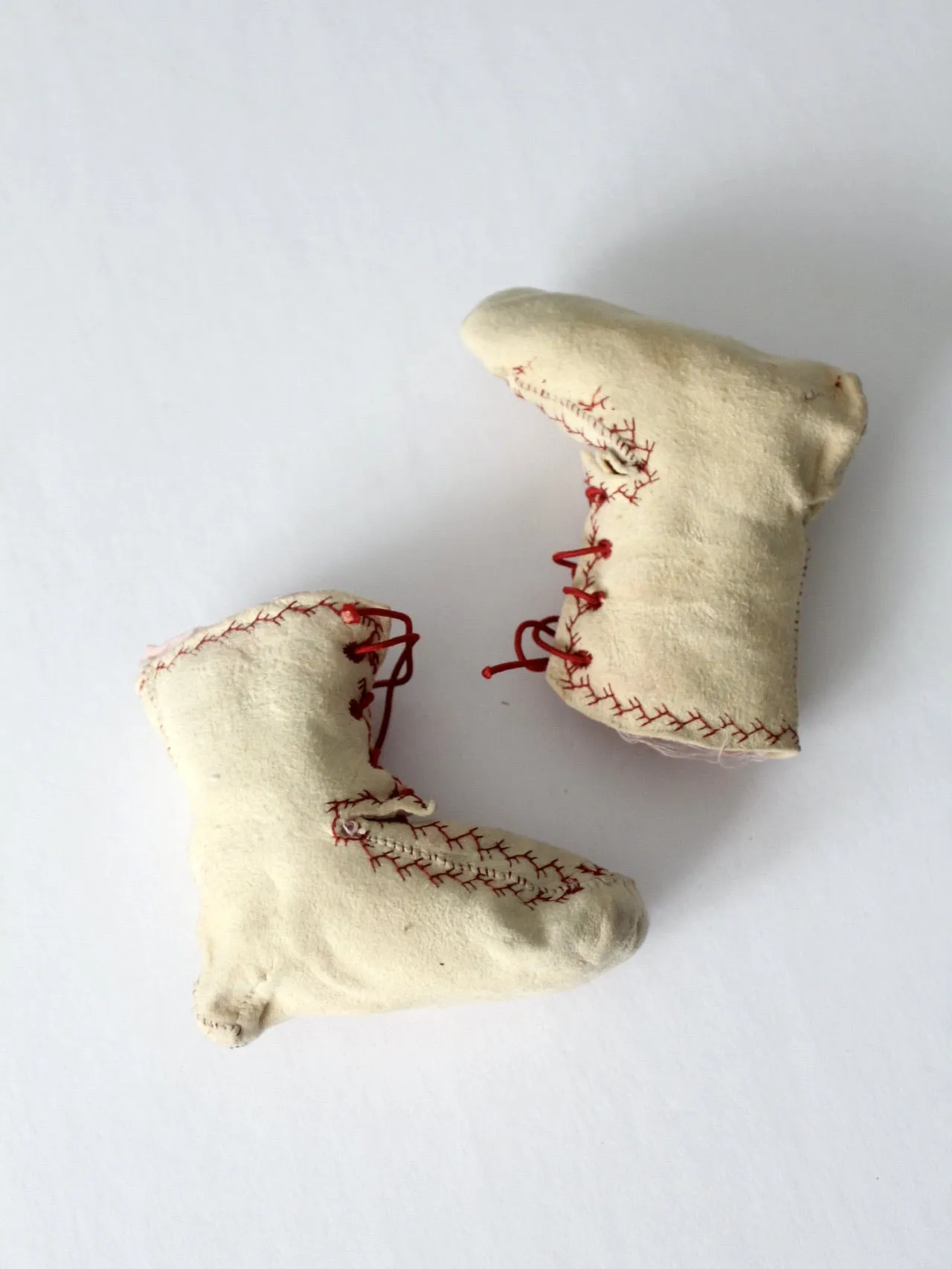 antique embroidered felt baby shoes