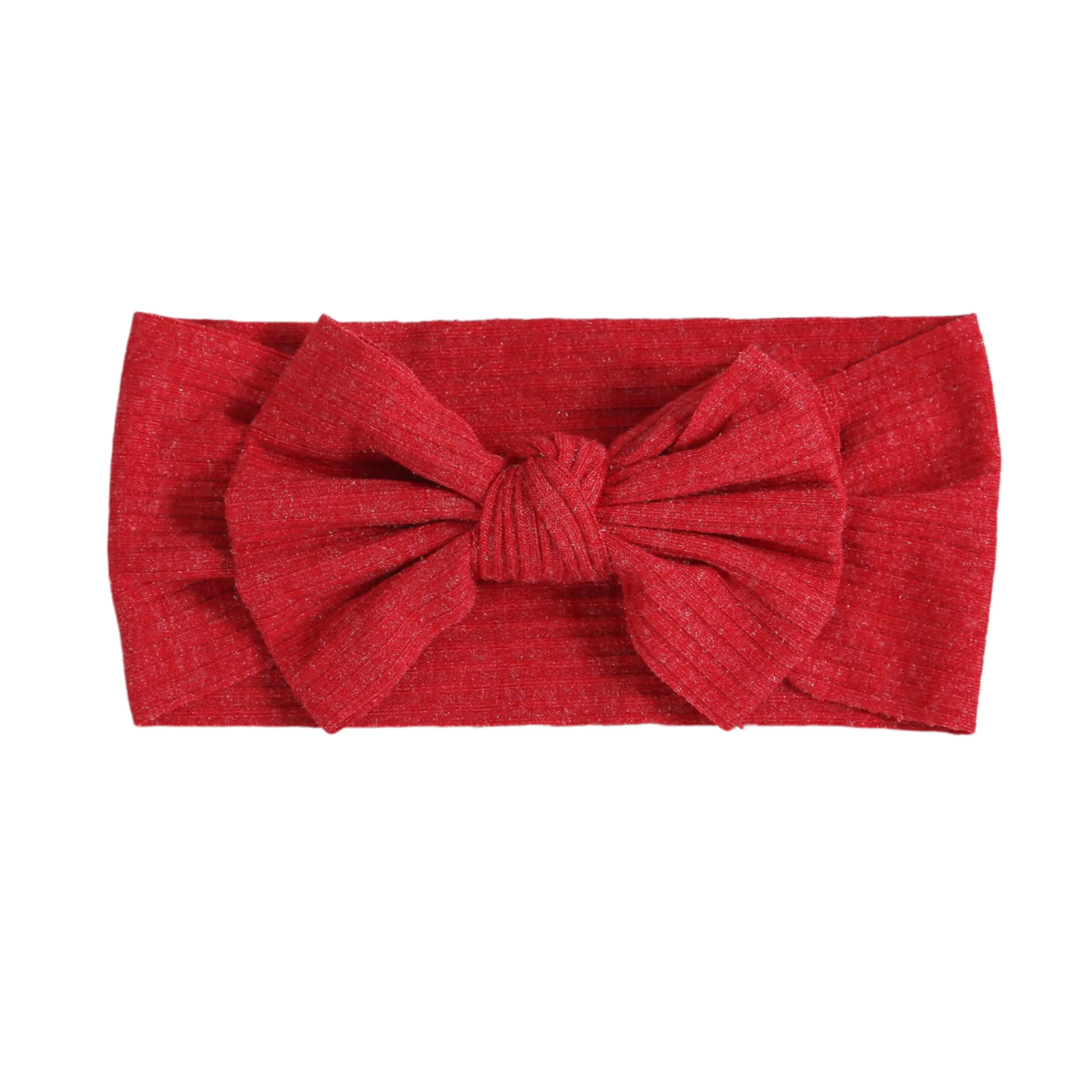 Baby Textured Single Soft Bow Knot Headband — Glisten Red