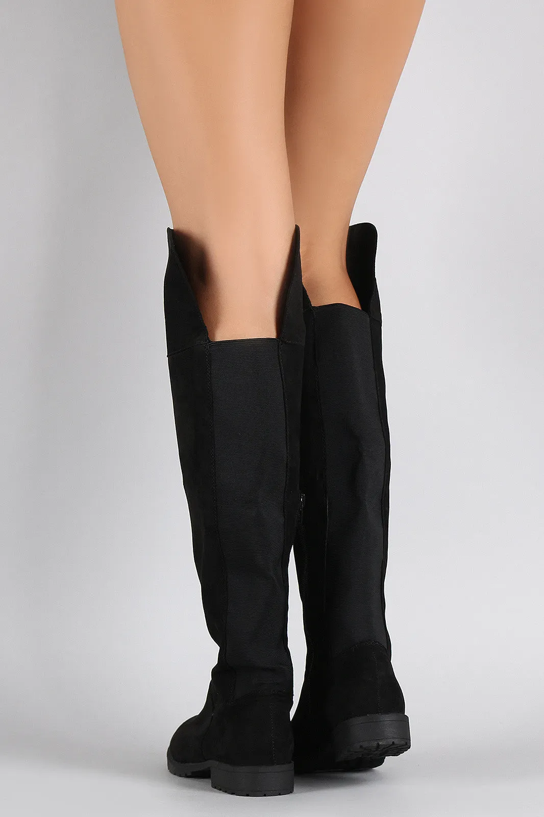 Bamboo Vegan Suede Elastic Back Gore Lug Boots