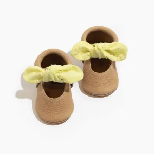 Banana Cream Knotted Bow Baby Shoe