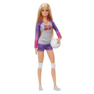 Barbie Made to Move Career Volleyball Player Doll with Uniform and Ball for Kids Ages 3 Years and Up