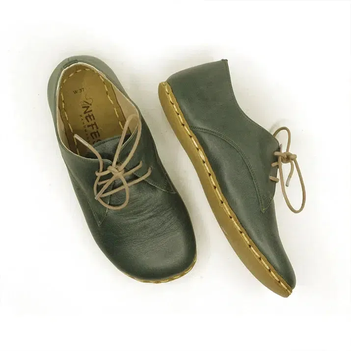 Barefoot Oxford Shoes Women - Laced Green