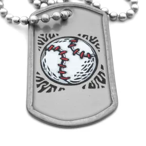 Baseball - Softball Mini Dog Tag Philippians 4:13 Necklace 30 Inch Ball Chain