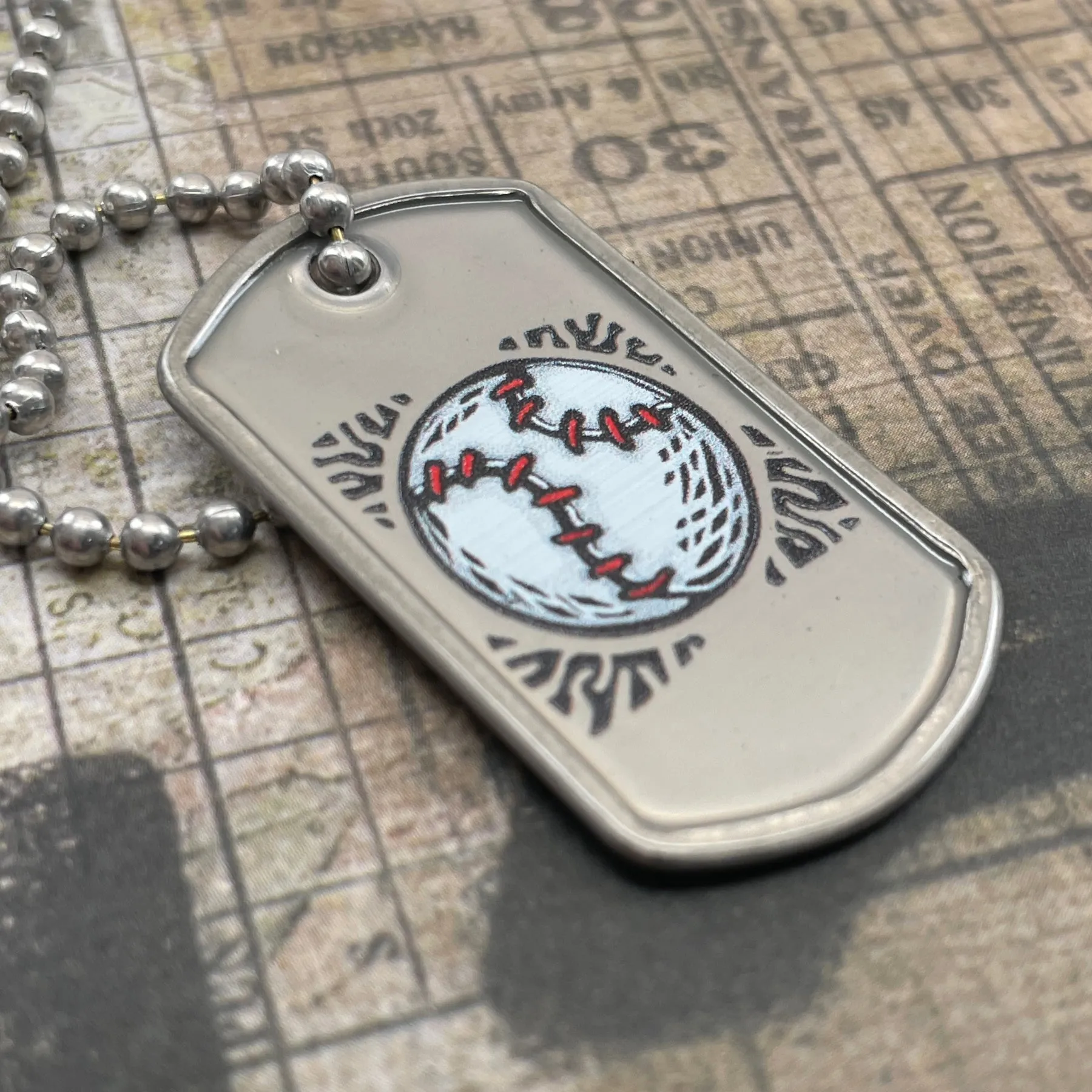 Baseball - Softball Mini Dog Tag Philippians 4:13 Necklace 30 Inch Ball Chain