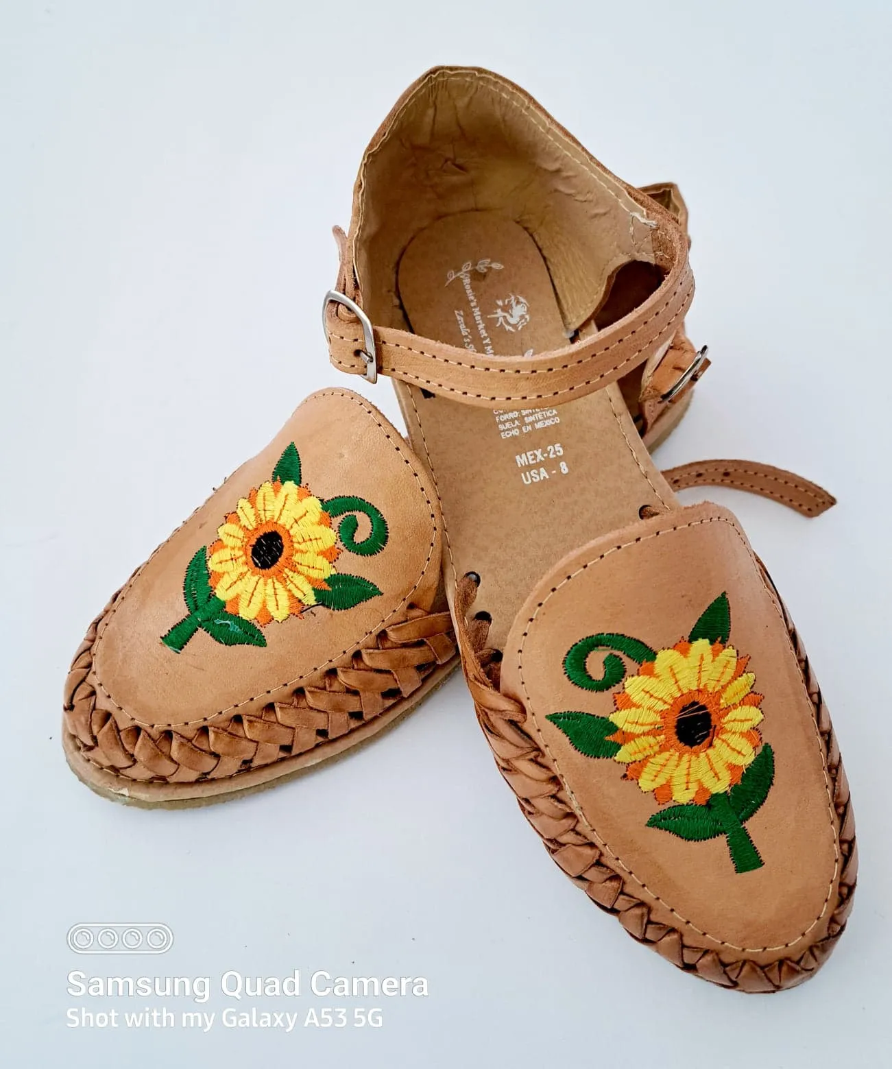 Beautiful Handmade Sunflower Embroidered Flat Shoes