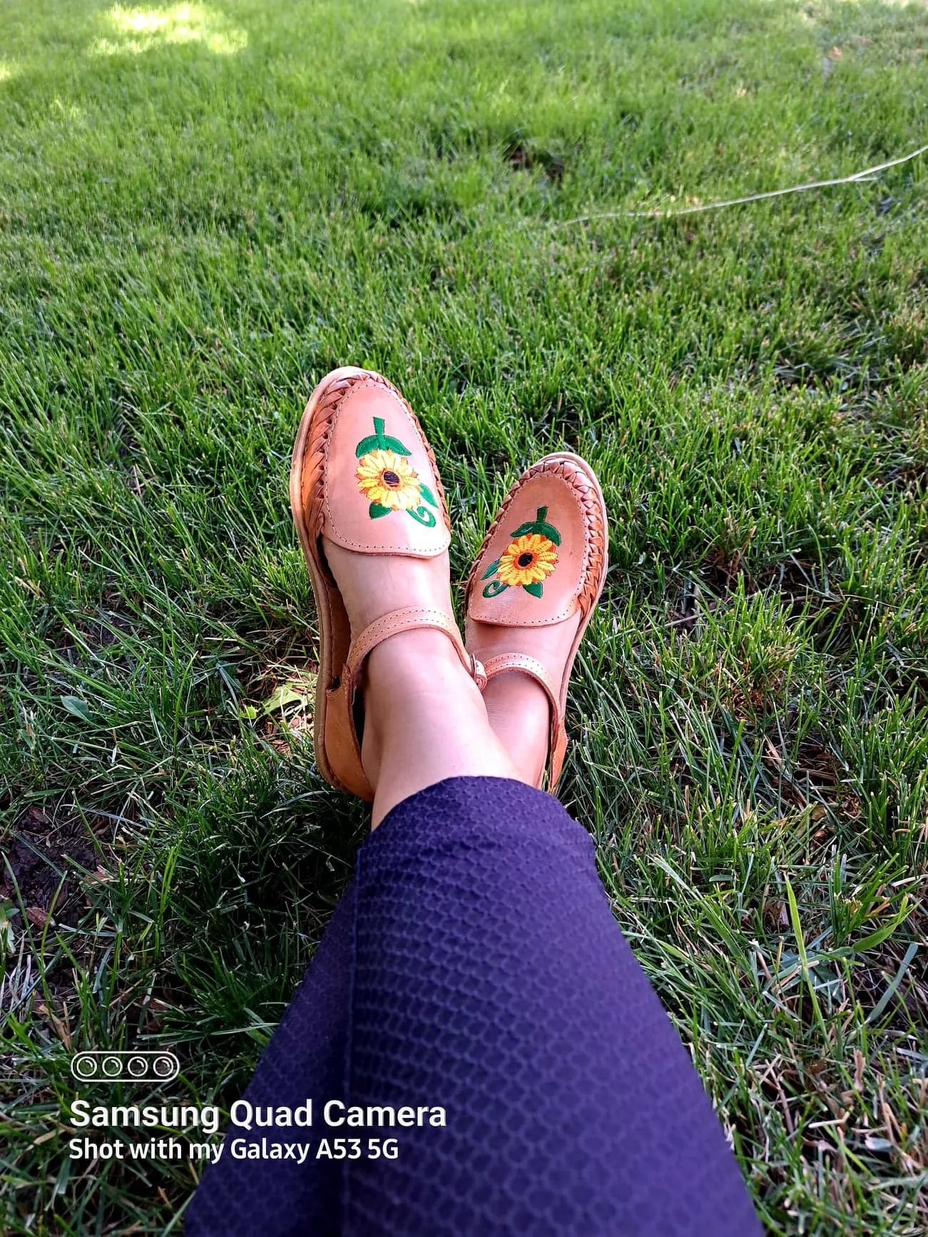 Beautiful Handmade Sunflower Embroidered Flat Shoes