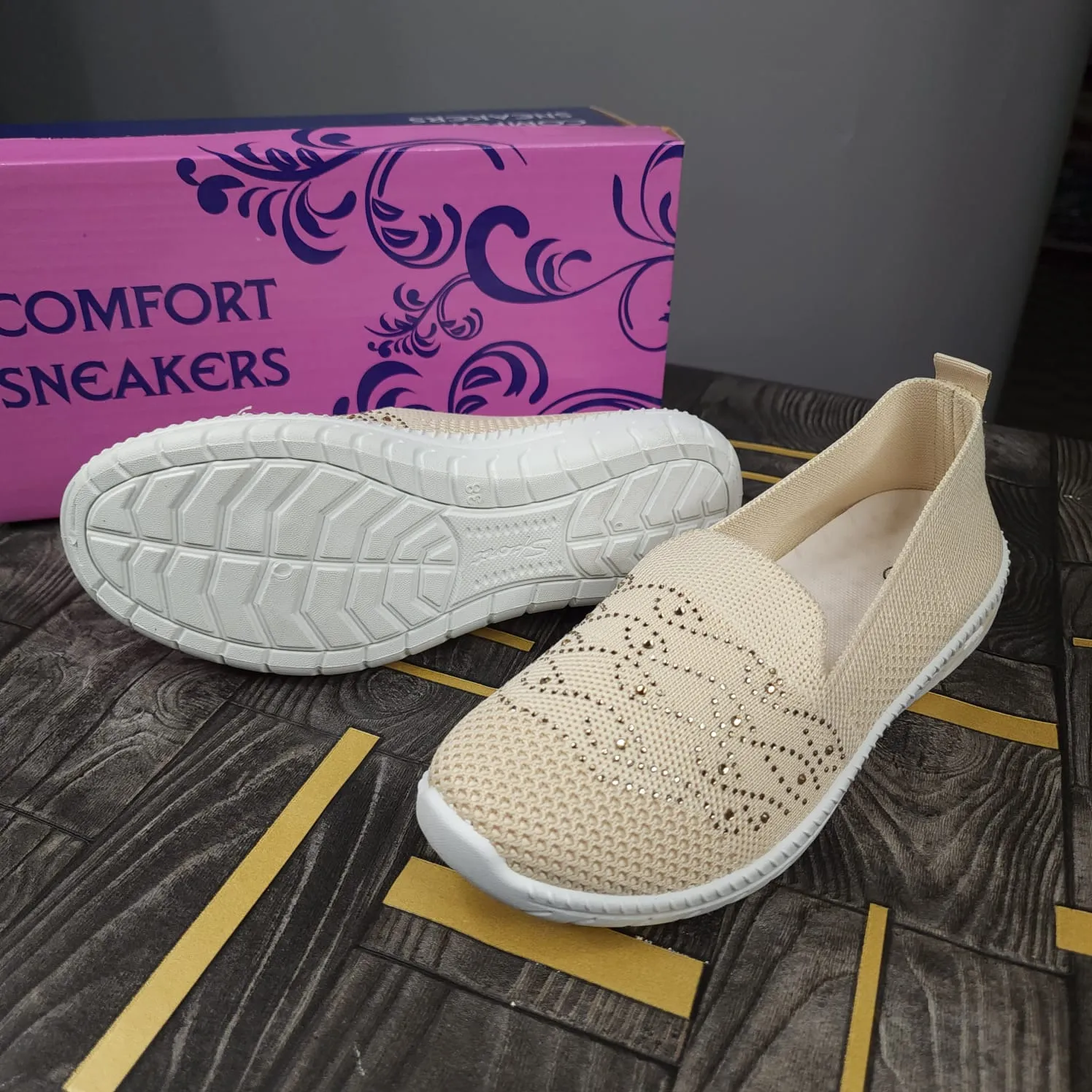 Beige Casual shoes with Studs