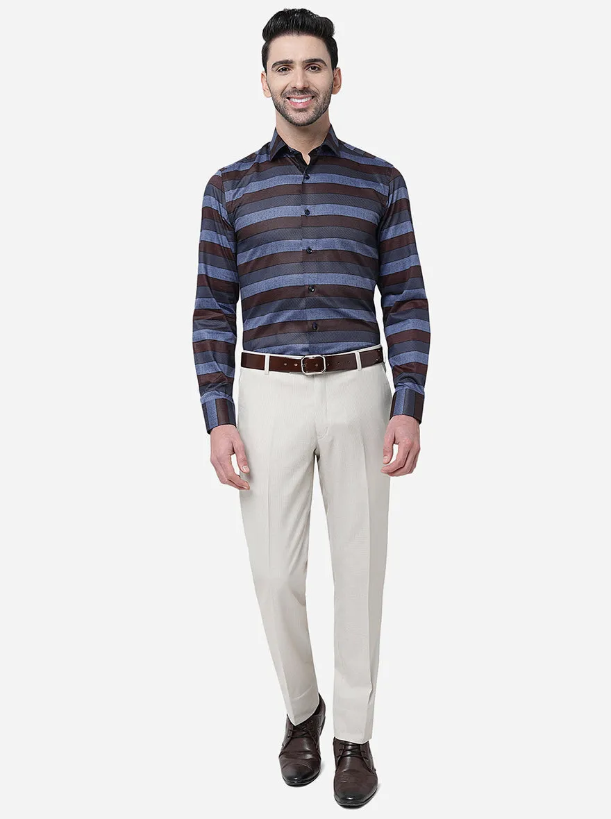 Black & Blue Striped Slim Fit Party Wear Shirt | JB Studio