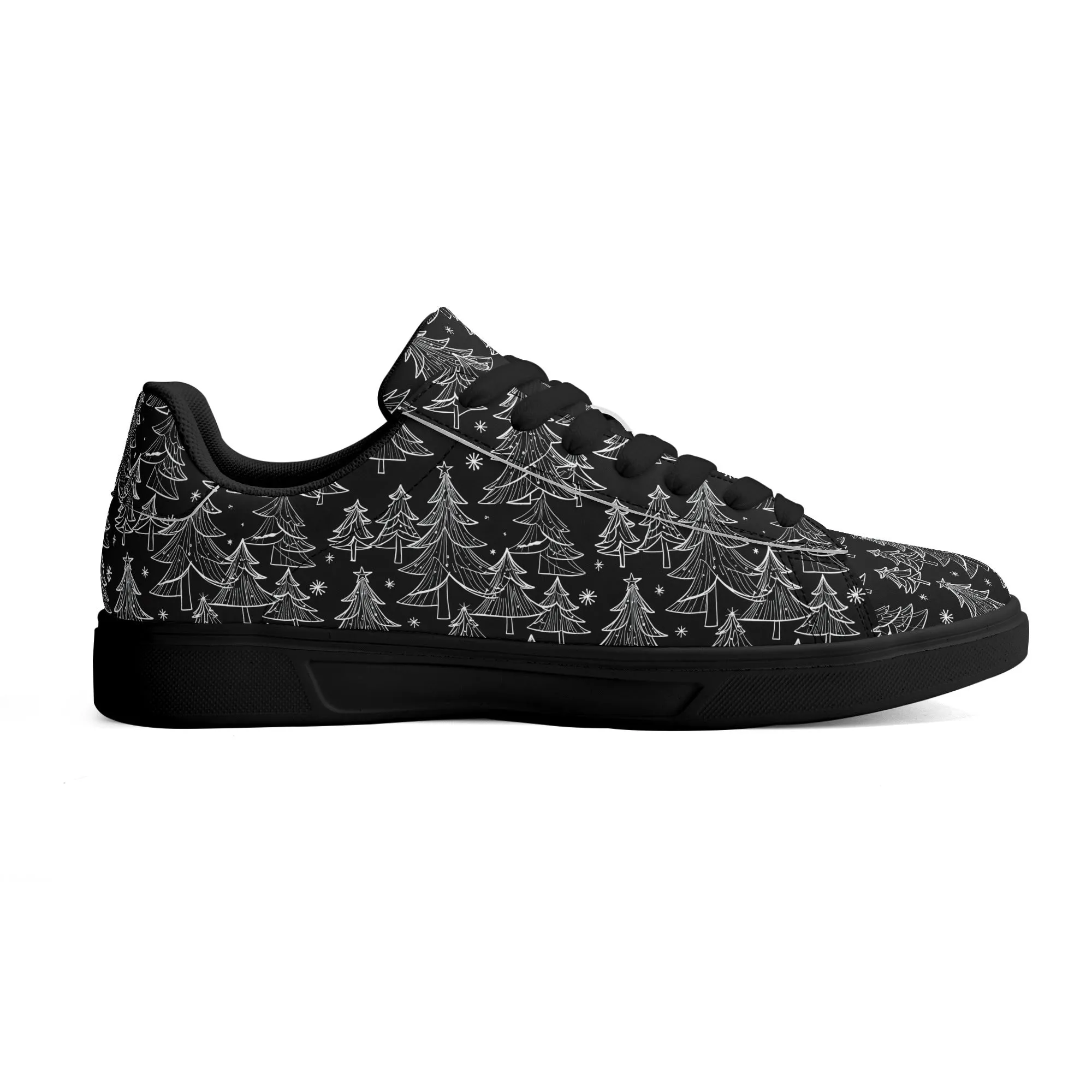 Black and White Trees Adult Lightweight Brand Low Top Leather Shoes