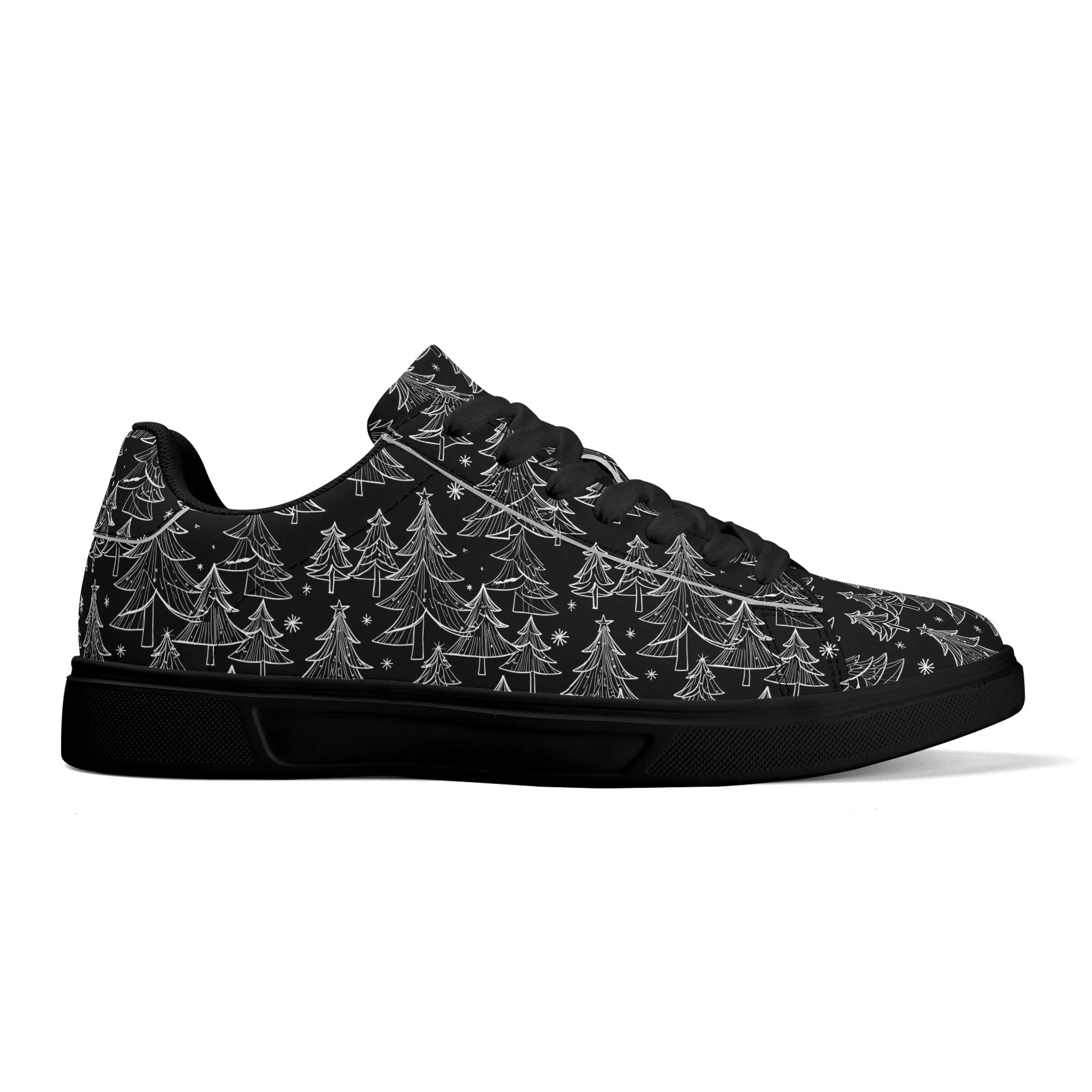 Black and White Trees Adult Lightweight Brand Low Top Leather Shoes