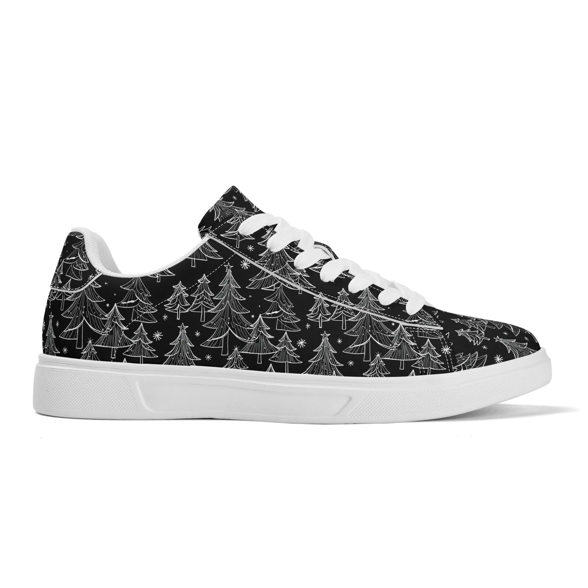 Black and White Trees Adult Lightweight Brand Low Top Leather Shoes