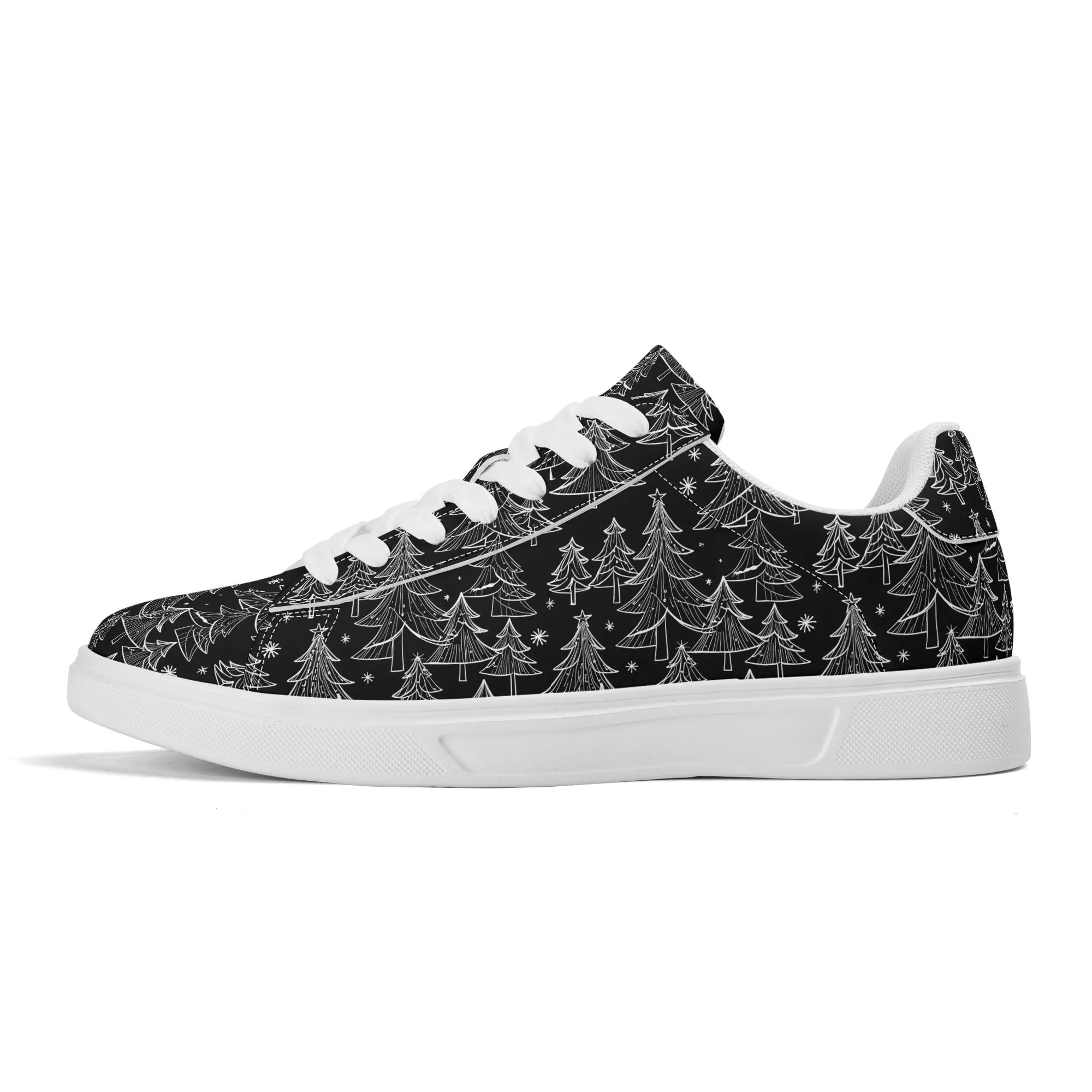 Black and White Trees Adult Lightweight Brand Low Top Leather Shoes