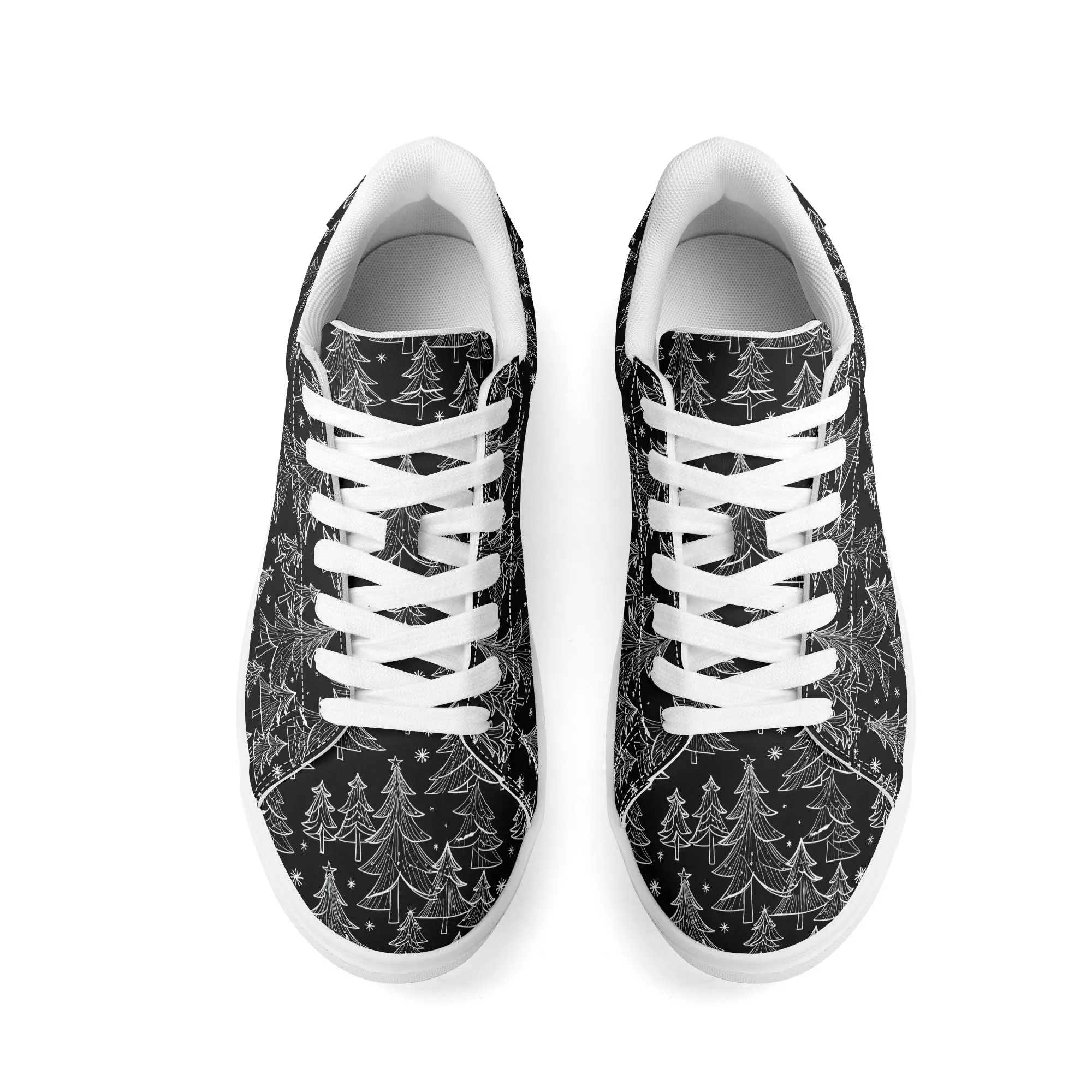 Black and White Trees Adult Lightweight Brand Low Top Leather Shoes