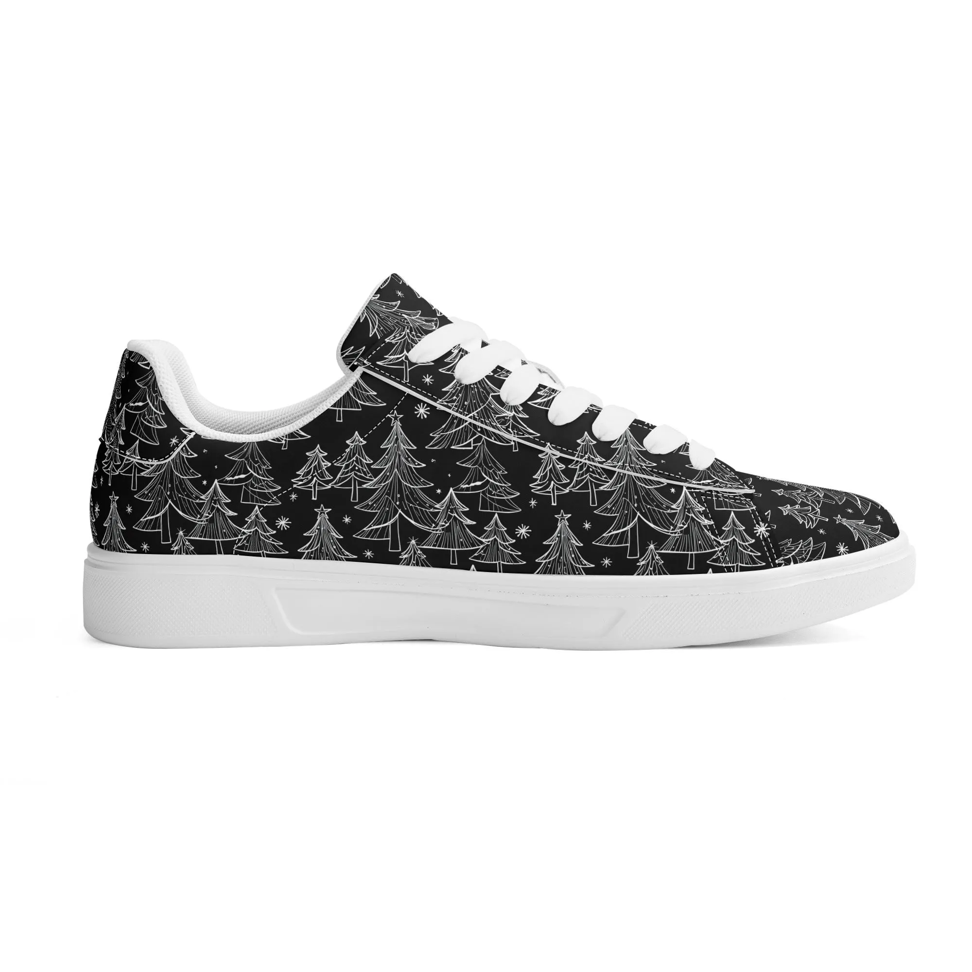 Black and White Trees Adult Lightweight Brand Low Top Leather Shoes