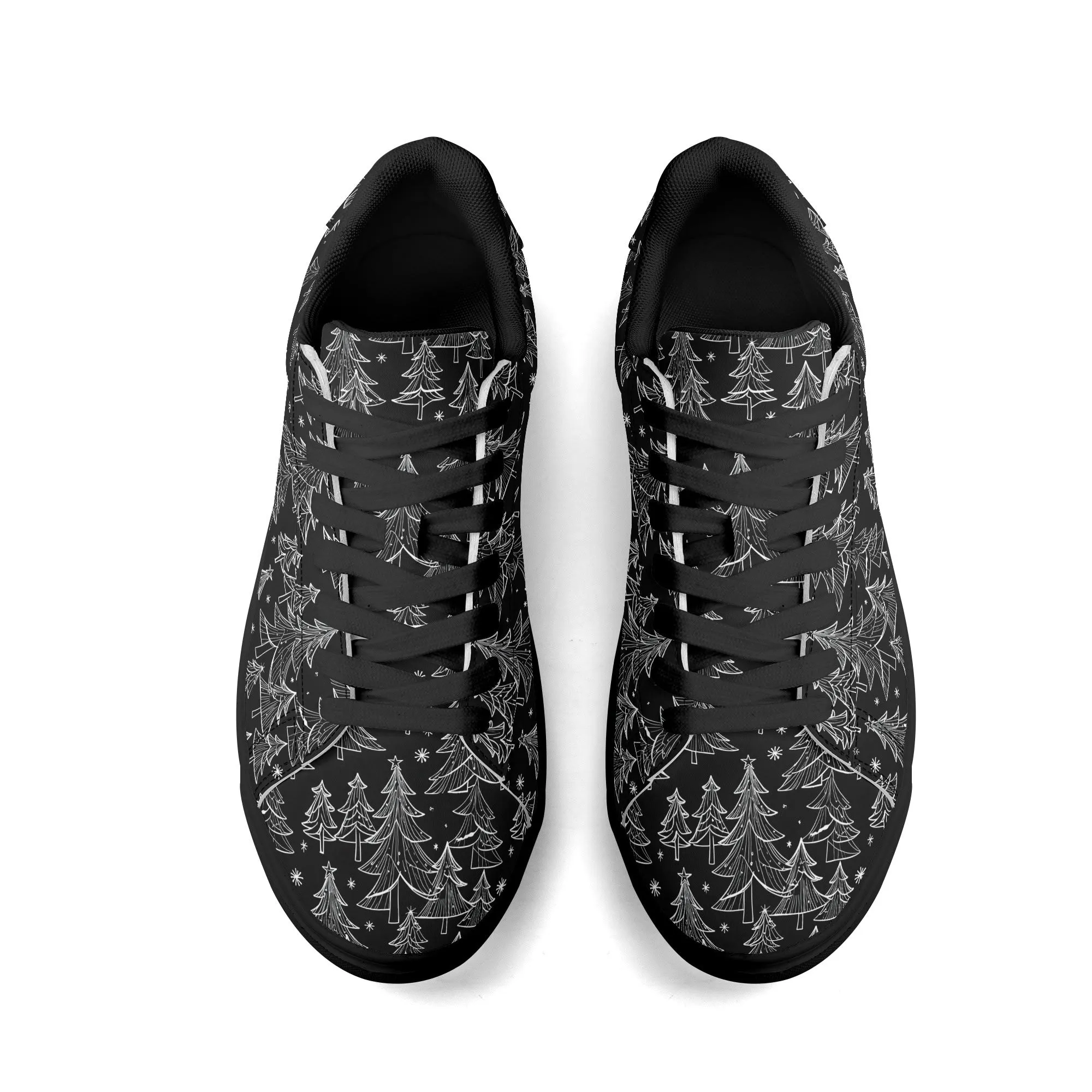 Black and White Trees Adult Lightweight Brand Low Top Leather Shoes