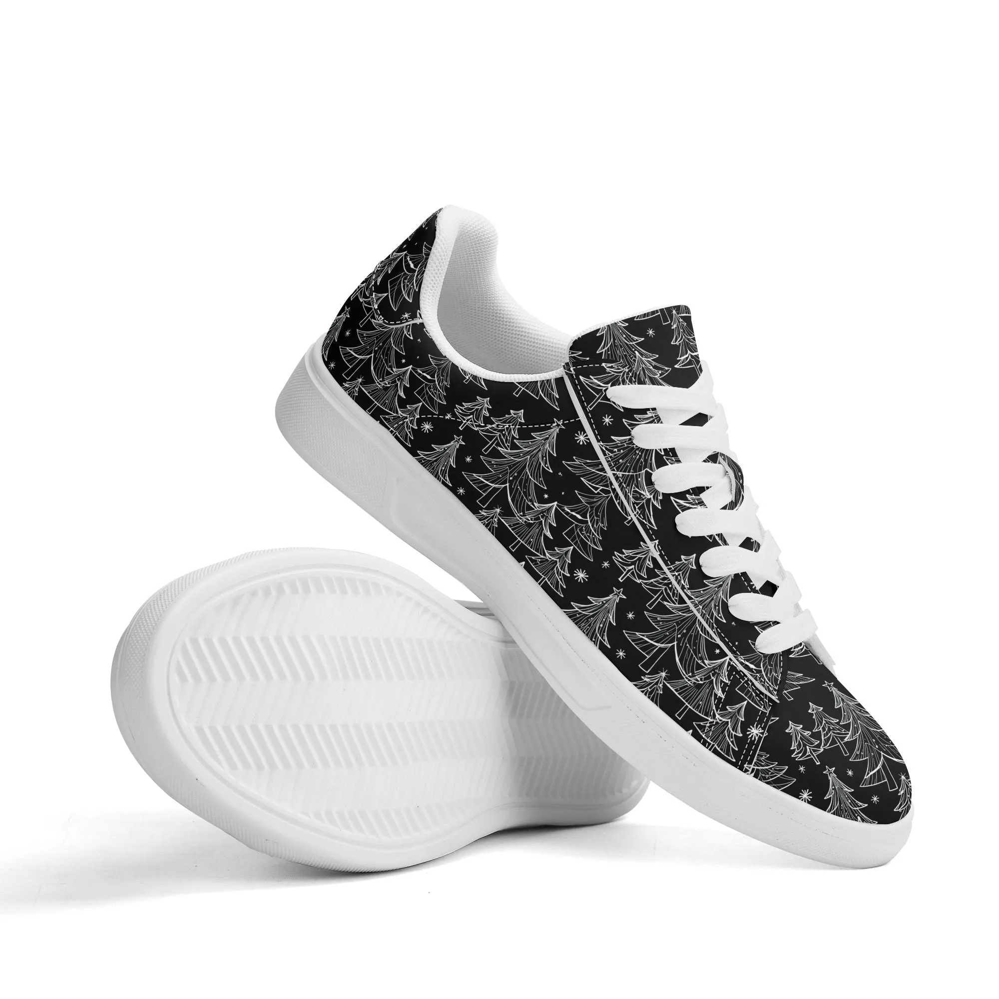 Black and White Trees Adult Lightweight Brand Low Top Leather Shoes