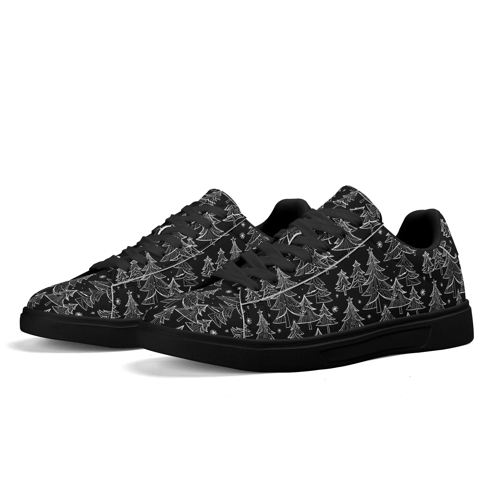 Black and White Trees Adult Lightweight Brand Low Top Leather Shoes