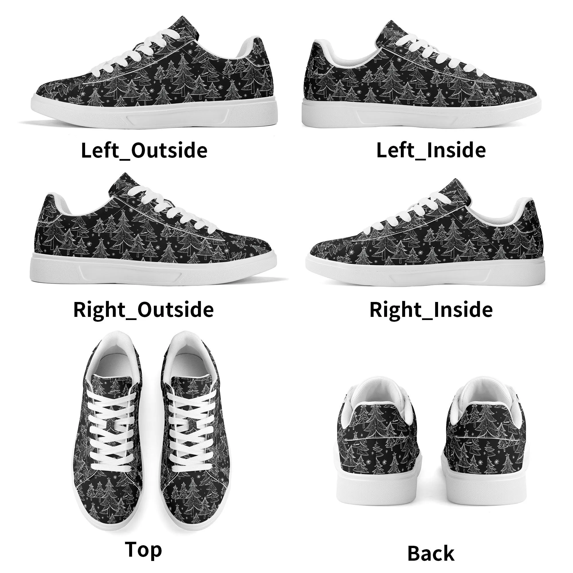 Black and White Trees Adult Lightweight Brand Low Top Leather Shoes