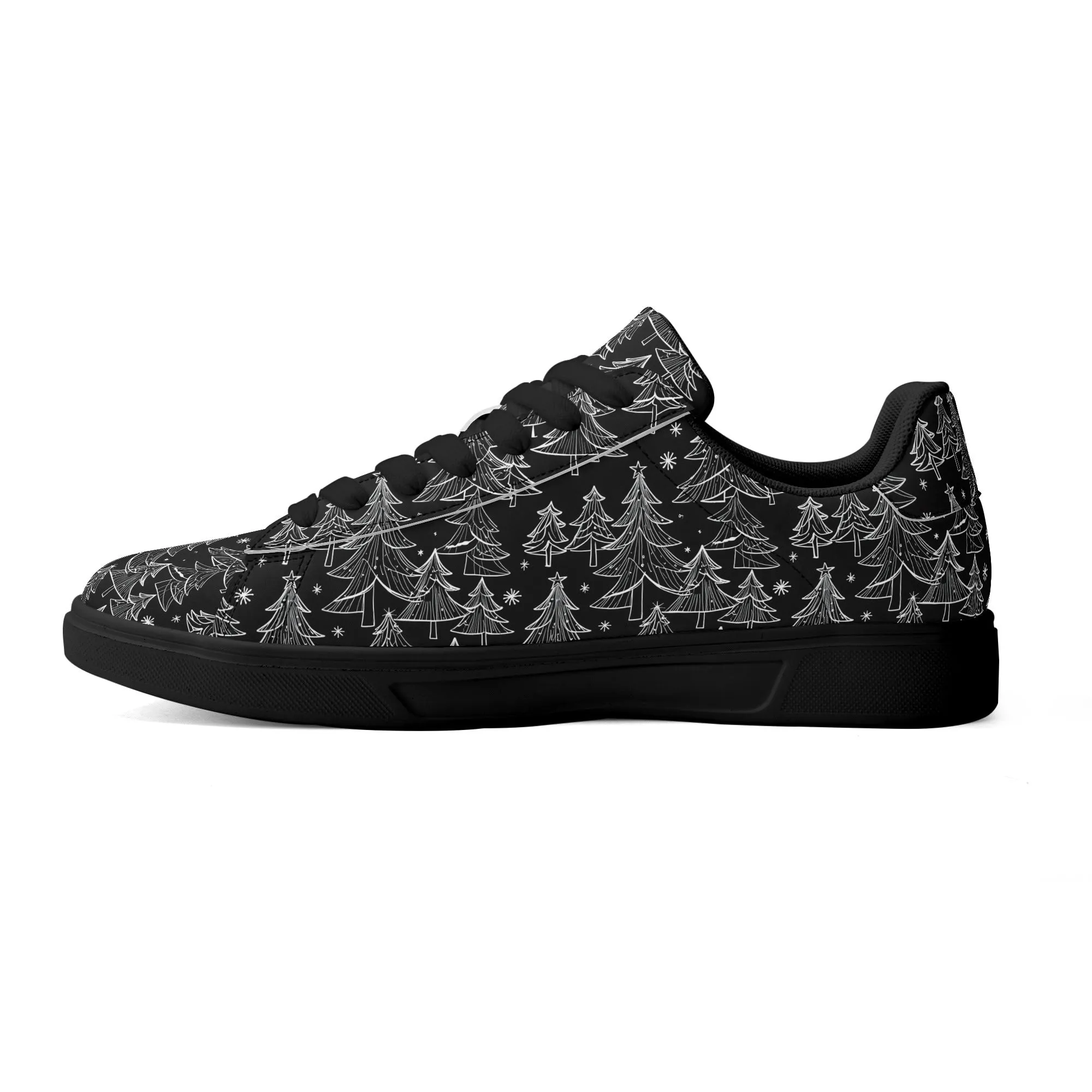 Black and White Trees Adult Lightweight Brand Low Top Leather Shoes