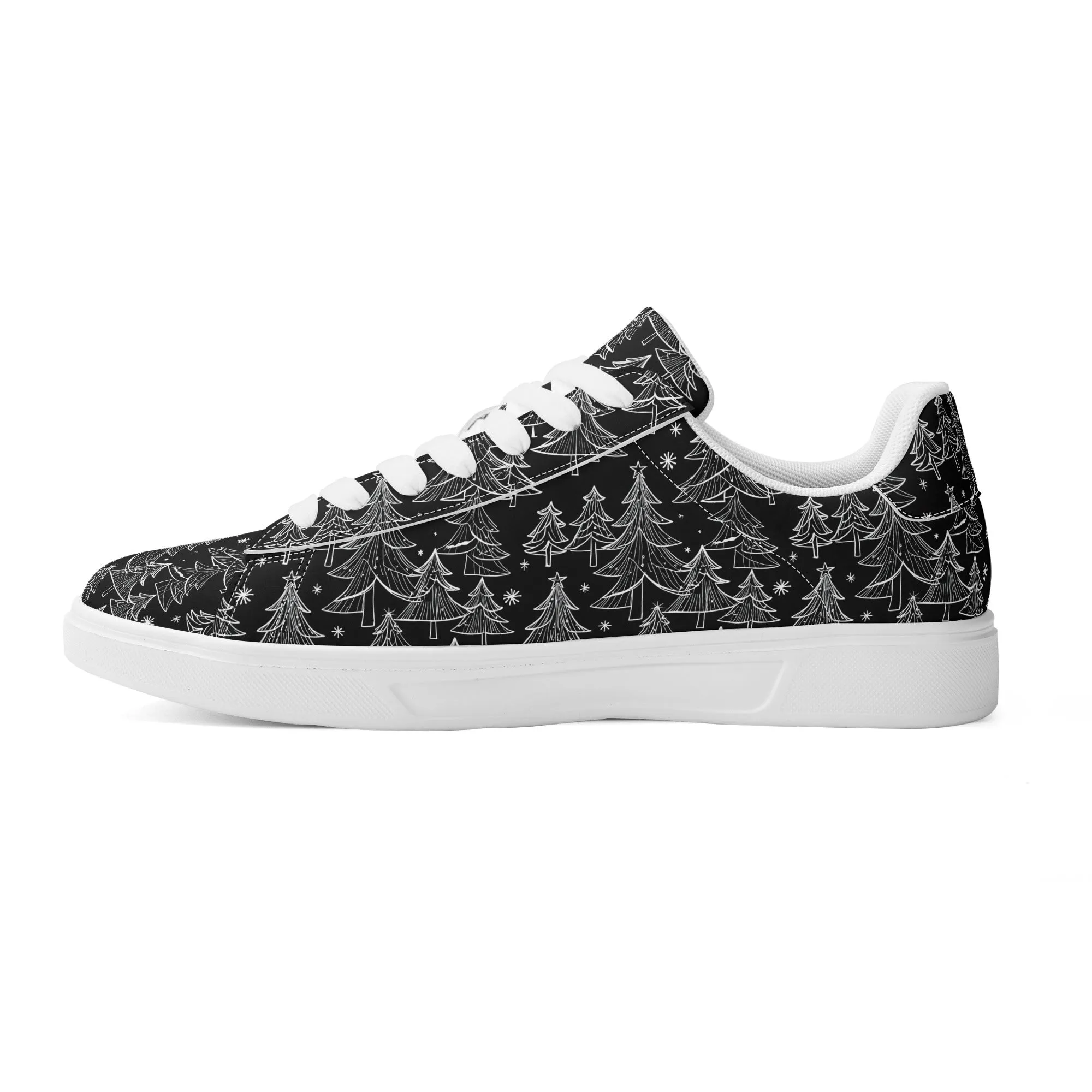 Black and White Trees Adult Lightweight Brand Low Top Leather Shoes