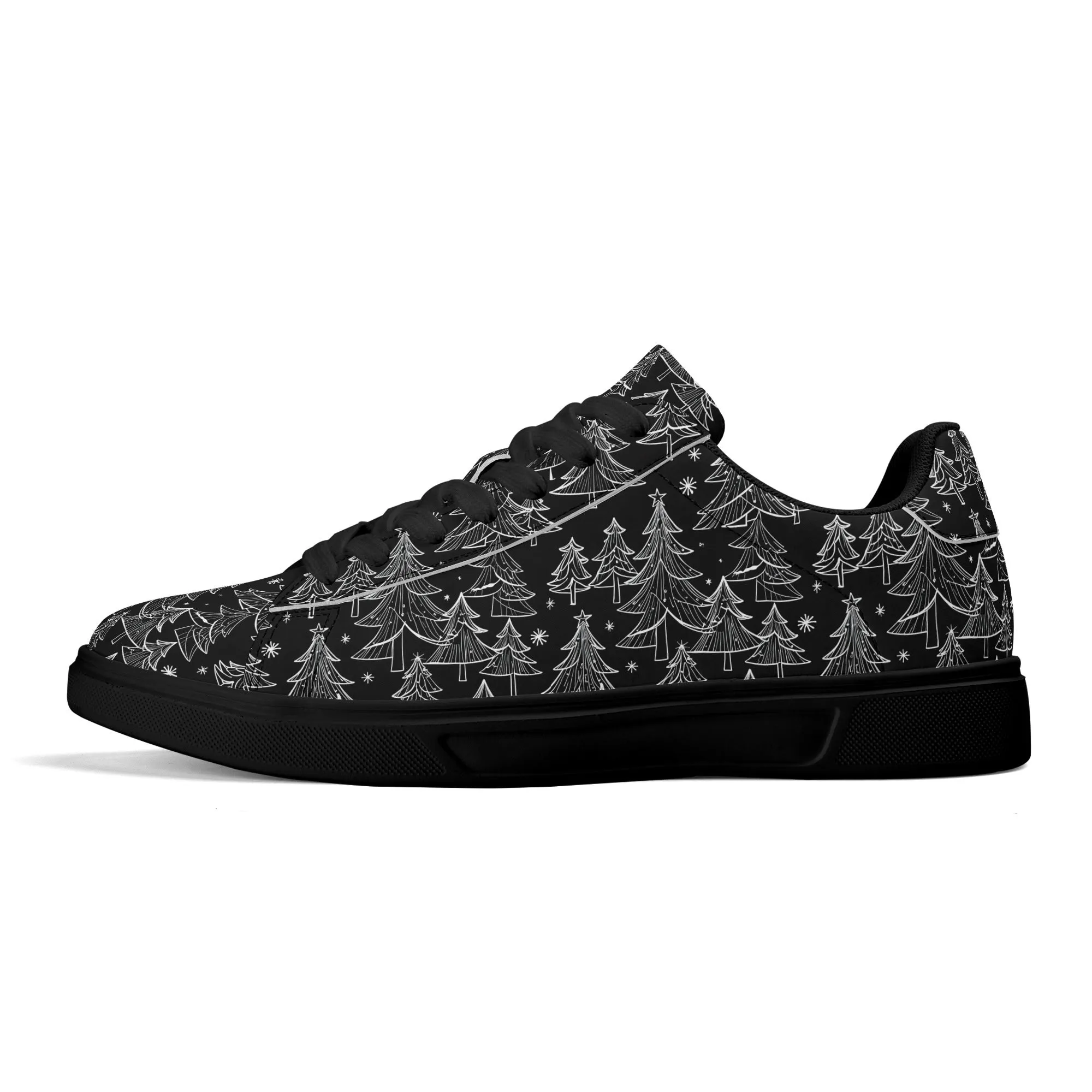 Black and White Trees Adult Lightweight Brand Low Top Leather Shoes