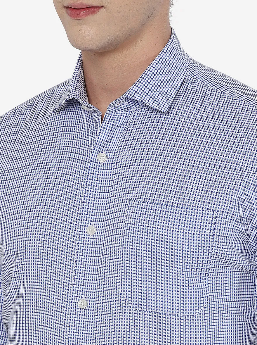 Blue Dobby Regular Fit Formal Shirt | JadeBlue