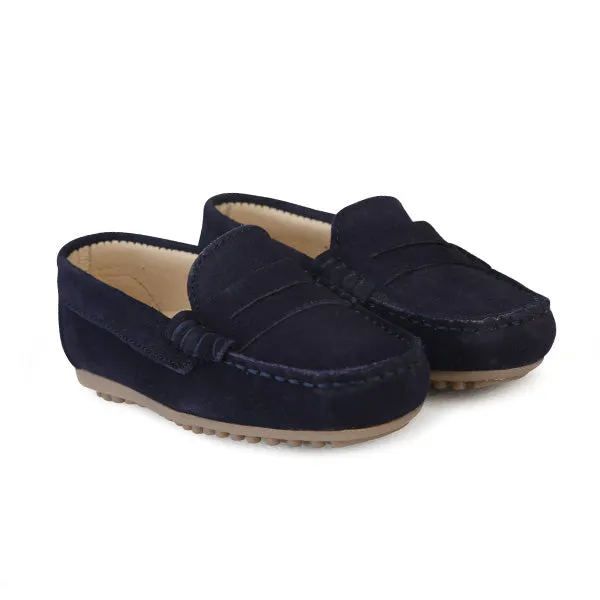 BOYS BLACK SUEDE FORMAL MOCCASIN