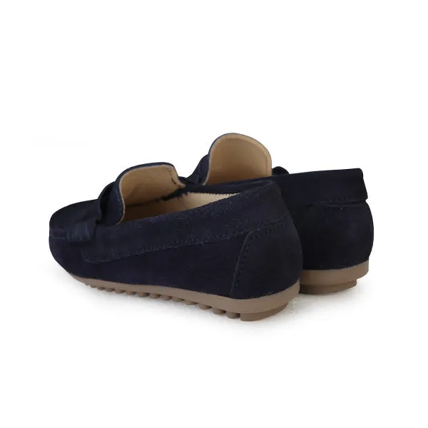 BOYS BLACK SUEDE FORMAL MOCCASIN