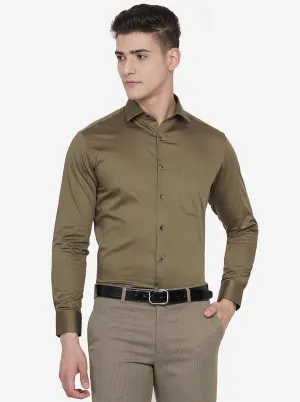 Brown Solid Slim Fit Formal Shirt | Greenfibre