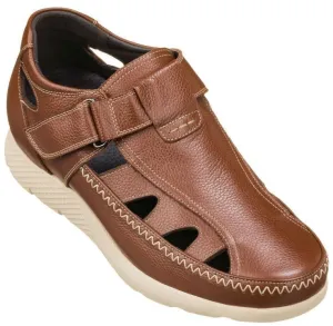 CALTO - K2133 - 2.8 Inches Taller (Brown) - Fisherman Sandal Lightweight