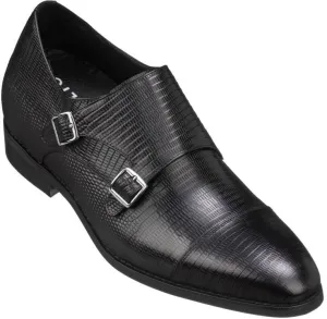 CALTO - K3114 - 2.8 Inches Taller (Black) - Dual Monk Strap