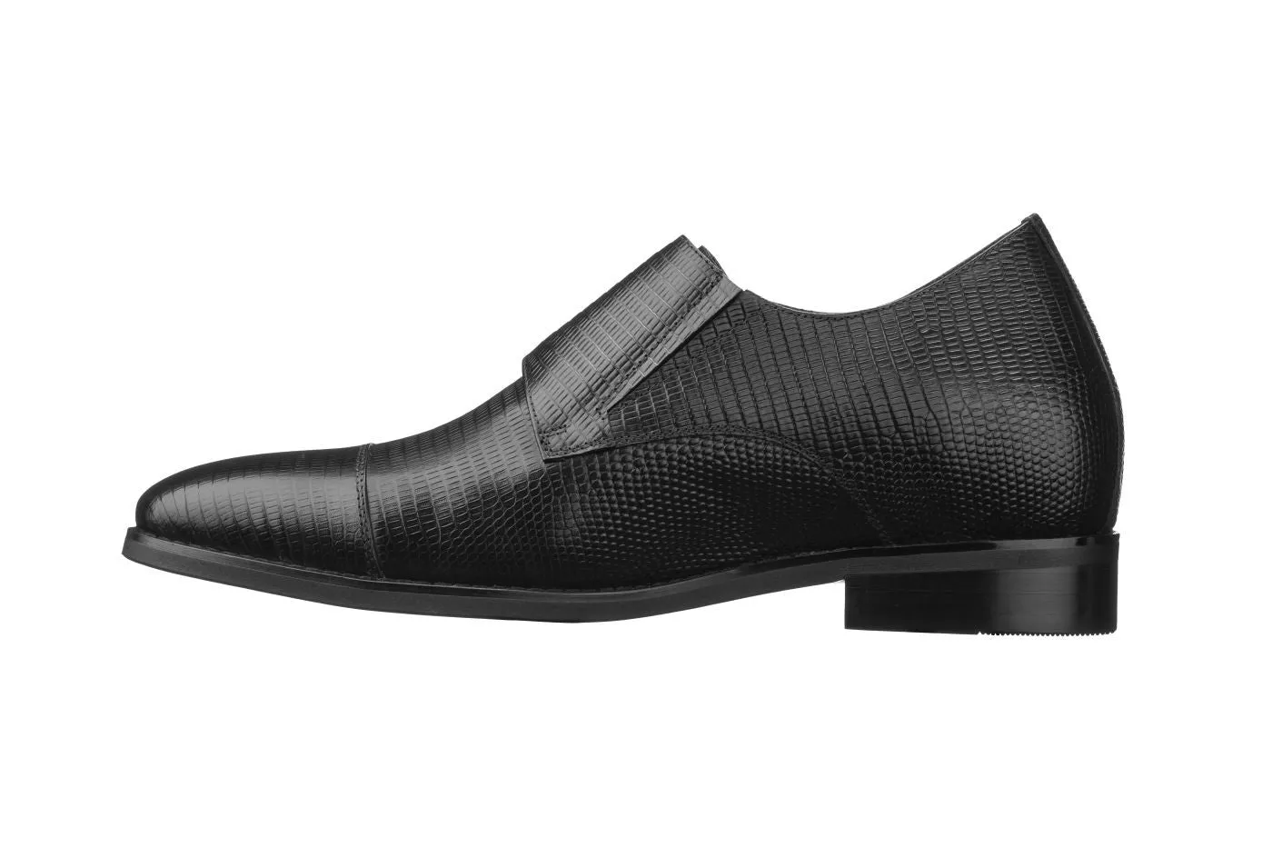 CALTO - K3114 - 2.8 Inches Taller (Black) - Dual Monk Strap