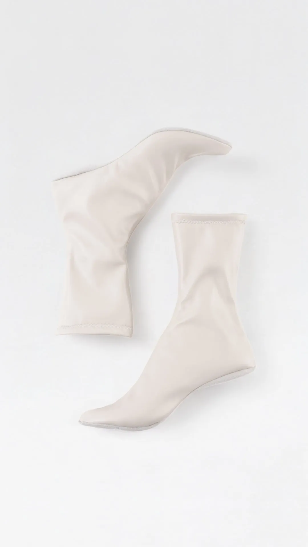 CARLA - White Faux Stretch Leather Socks