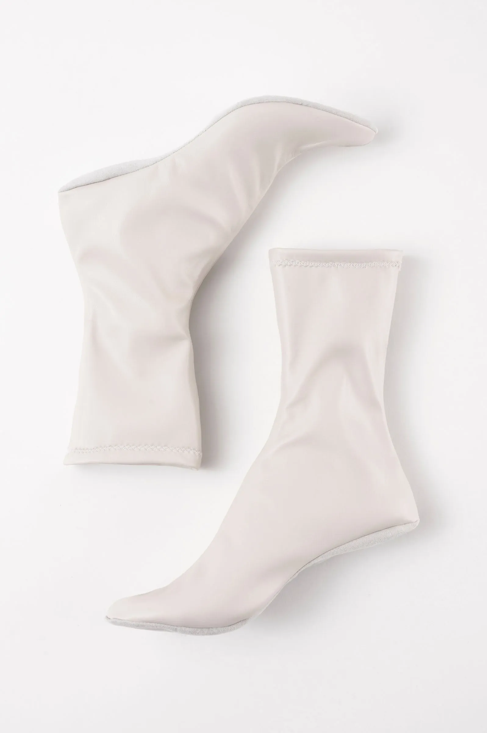 CARLA - White Faux Stretch Leather Socks