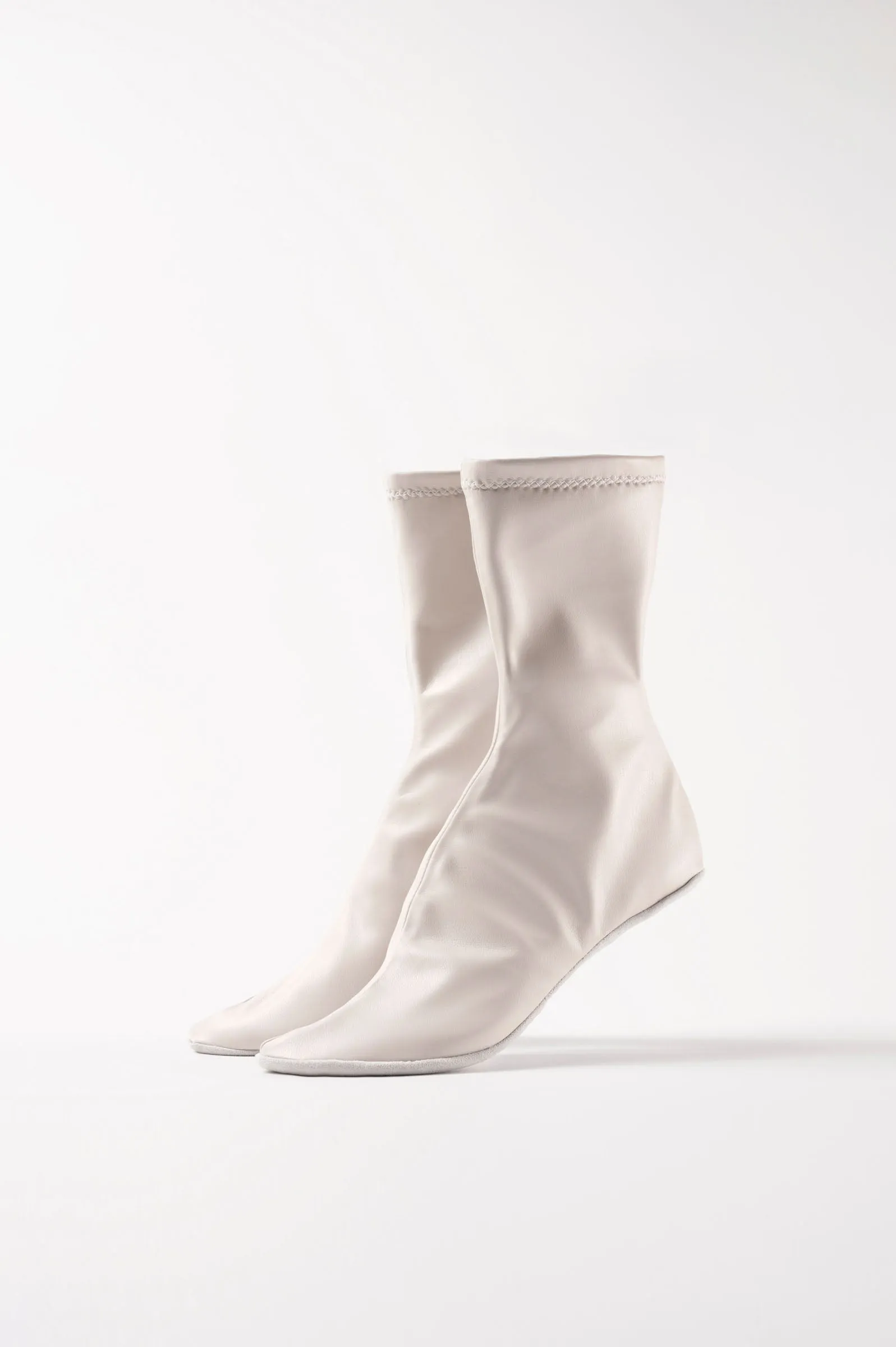 CARLA - White Faux Stretch Leather Socks