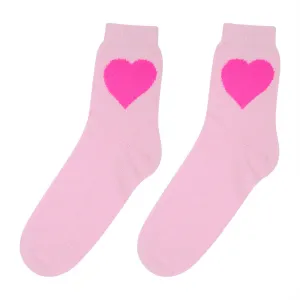 Cashmere Heart Socks in Rose and Hot Pink