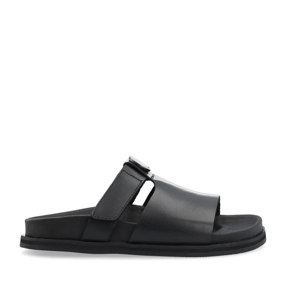 Casjenny Black Leather Slides