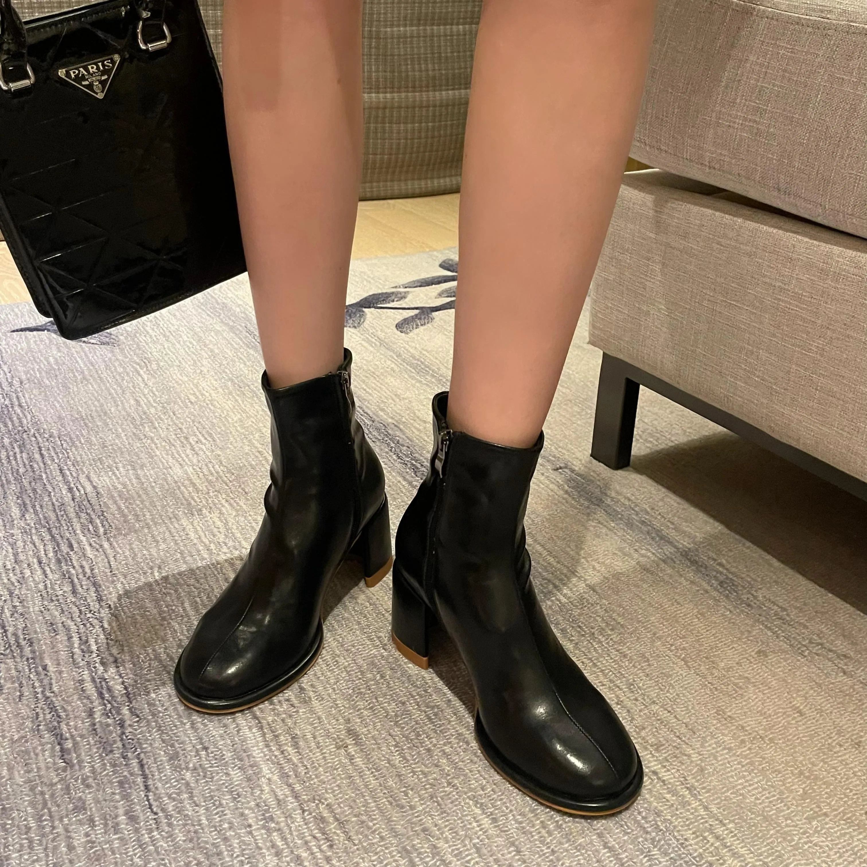 Colorful Thick Heeled Side Zipper Short Boots